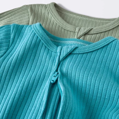 Baby 2pk Basic Wide Rib Romper - Cloud Island™ Green 2 Baby 2pk Basic Wide Rib Romper - Cloud Island™ Green - Image 2
