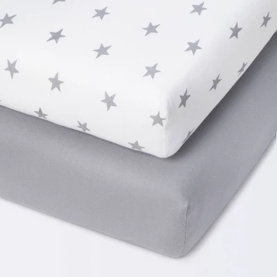 Fitted Mini Crib Jersey Sheet - Cloud Island™ Star/Gray 2pk 3 Fitted Mini Crib Jersey Sheet - Cloud Island™ Star/Gray 2pk - Image 3