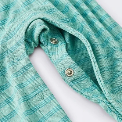 Baby Boys' Jacquard Checkered Romper & Hat - Cloud Island™ Blue 3 Baby Boys' Jacquard Checkered Romper & Hat - Cloud Island™ Blue - Image 3