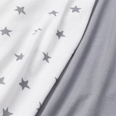 Fitted Play Yard Jersey Sheet Scatter Star And Solid Gray - Cloud Island™ 2pk 1 Fitted Play Yard Jersey Sheet Scatter Star And Solid Gray - Cloud Island™ 2pk
