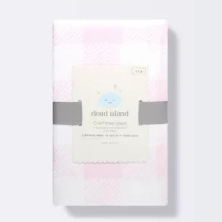 Polyester Rayon Jersey Fitted Crib Sheet - Cloud Island™ Pink Gingham -Little Kingdom Nursery GUEST 20b2b27f 34e5 4678 9c07 0ebbb79cbcf2