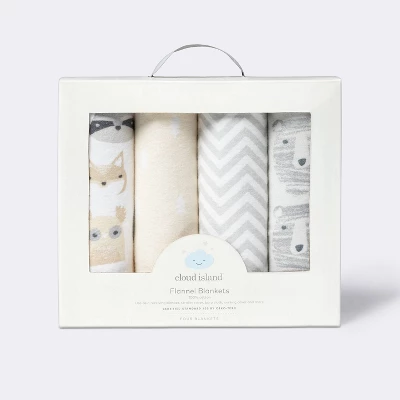 Flannel Baby Blankets Little Cub - Cloud Island™ Gray/Neutral 4pk 2 Flannel Baby Blankets Little Cub - Cloud Island™ Gray/Neutral 4pk - Image 2