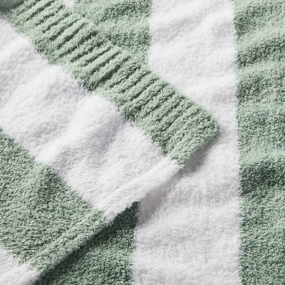 Chenille Stripe Baby Blanket - Green And White Stripe - Cloud Island™ 2 Chenille Stripe Baby Blanket - Green And White Stripe - Cloud Island™ - Image 2