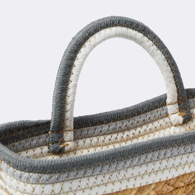 Wall Hanging Natural Woven Basket With Coiled Rope Handle - Gray - Cloud Island™ 2 Wall Hanging Natural Woven Basket With Coiled Rope Handle - Gray - Cloud Island™ - Image 2