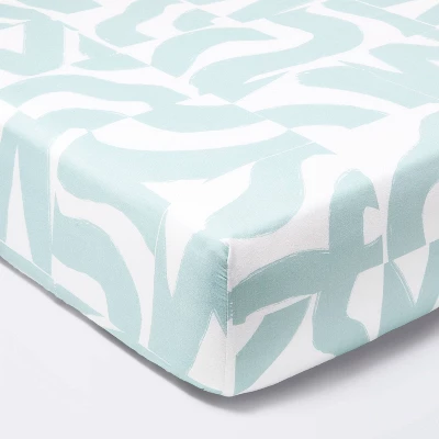 Fitted Crib Sheet Tile Print - White/Seafoam - Cloud Island™ 4 Fitted Crib Sheet Tile Print - White/Seafoam - Cloud Island™ - Image 4