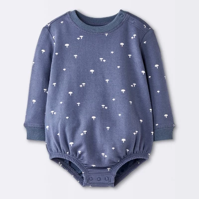 Baby Boys' Mushroom Sweatshirt Romper - Cloud Island™ Navy Blue 4 Baby Boys' Mushroom Sweatshirt Romper - Cloud Island™ Navy Blue - Image 4