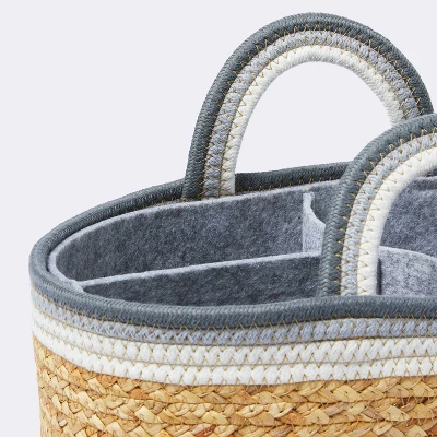 Braided Water Hyacinth Decorative Container With Coiled Rope Handles - Gray - Cloud Island™ 2 Braided Water Hyacinth Decorative Container With Coiled Rope Handles - Gray - Cloud Island™ - Image 2