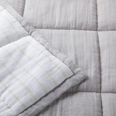 Muslin Quilt Baby And Toddler Blanket - Gray - Cloud Island™ 2 Muslin Quilt Baby And Toddler Blanket - Gray - Cloud Island™ - Image 2
