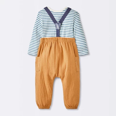 Baby Boys' 2pc Striped Suspender Top & Bottom Set - Cloud Island™ Blue 1 Baby Boys' 2pc Striped Suspender Top & Bottom Set - Cloud Island™ Blue