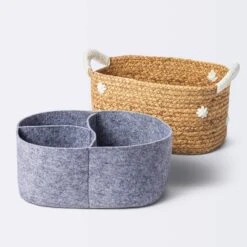 Braided Water Hyacinth With Tufted Embroidery Diaper Caddy Basket - Cloud Island™ 5 Braided Water Hyacinth With Tufted Embroidery Diaper Caddy Basket - Cloud Island™ -Little Kingdom Nursery GUEST 4af8ac84 e21a 4e49 9482 b52190eda164