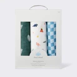 Muslin Swaddle Baby Blanket - Dino Check - 3pk - Cloud Island™ -Little Kingdom Nursery GUEST 54169e0c 1d1d 4752 b234 038a54516cf2