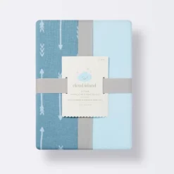 Jersey Fitted Crib Sheet - Blue Arrows And Solid Blue - 2pk - Cloud Island™ -Little Kingdom Nursery GUEST 5671d205 627a 4abb afba 943d5870fdfa