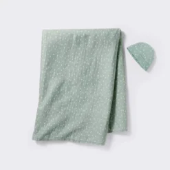 Hospital Muslin Swaddle And Hat Gift Set - 2ct - Green - Cloud Island™ -Little Kingdom Nursery GUEST 5c9b3fa2 d1e7 4c7d 85f1 e315a40c1f90