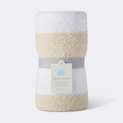 Chenille Stripe Baby Blanket - Khaki And White Stripes - Cloud Island™ 3 Chenille Stripe Baby Blanket - Khaki And White Stripes - Cloud Island™ - Image 3