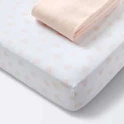 Jersey Fitted Crib Sheet - Pink Hearts And Solid Pink - 2pk - Cloud Island™ 7 Jersey Fitted Crib Sheet - Pink Hearts And Solid Pink - 2pk - Cloud Island™ -Little Kingdom Nursery GUEST 5f307d03 734a 4ea2 9ca6 6230cb06c9e1