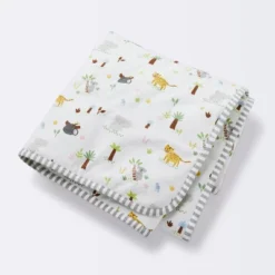 Jersey Knit Reversible Baby Blanket Jungle Animals - Cloud Island™ Gray/Green -Little Kingdom Nursery GUEST 6159875e 2b3e 4bb7 8f35 05839a26cc5e