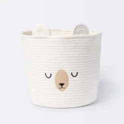 Medium Coiled Rope Round Basket Sleepy Bear - Cream - Cloud Island™ -Little Kingdom Nursery GUEST 62be5e8c 74ee 4c31 ab9e 027a2e268774