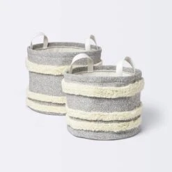 Tufted Canvas Round Storage Bin - Cloud Island™ Gray/Cream Large 5 Tufted Canvas Round Storage Bin - Cloud Island™ Gray/Cream Large -Little Kingdom Nursery GUEST 6bb0a0da bf18 4dec a74c d59c38b9329c 1