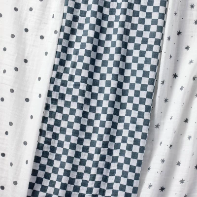 Muslin Swaddle Baby Blanket - Dots & Checks - 3pk - Cloud Island™ 2 Muslin Swaddle Baby Blanket - Dots & Checks - 3pk - Cloud Island™ - Image 2