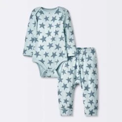 Baby 2pc Stars Wide Ribbed Top & Bottom Set - Cloud Island™ Blue -Little Kingdom Nursery GUEST 80c0909e 6e3d 4013 b9df 7bbf053c64be