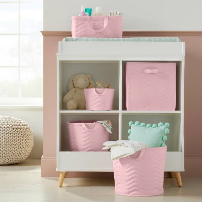 Quilted Fabric Diaper Caddy - Light Pink - Cloud Island™ 1 Quilted Fabric Diaper Caddy - Light Pink - Cloud Island™