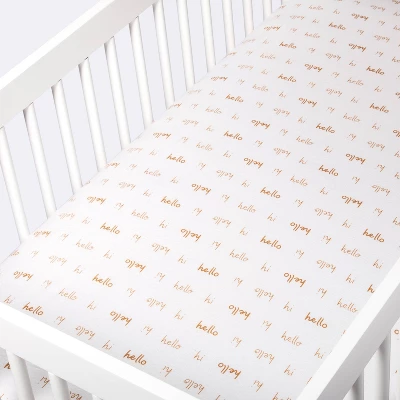 Flannel Fitted Crib Sheet Hello Script - Cloud Island™ 2 Flannel Fitted Crib Sheet Hello Script - Cloud Island™ - Image 2