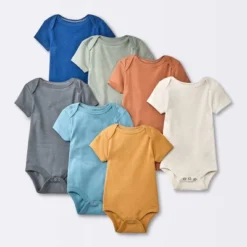 Baby 7pk Short Sleeve Bodysuit - Cloud Island™ Orange -Little Kingdom Nursery GUEST 8e7dcfba fc0d 4fdf 944f 676de88c2f1b