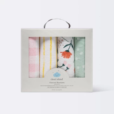 Flannel Baby Blanket - Cloud Island™ Garden Floral - 4pk 2 Flannel Baby Blanket - Cloud Island™ Garden Floral - 4pk - Image 2