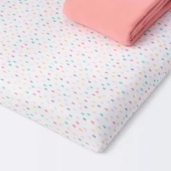 Fitted Play Yard Jersey Sheet - Cloud Island™ Confetti/Coral 2pk -Little Kingdom Nursery GUEST aa56a9e8 f732 46c7 a1b3 1e30e213df10