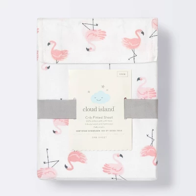 Crib Fitted Sheet Flamingos - Cloud Island™ - Pink/White 3 Crib Fitted Sheet Flamingos - Cloud Island™ - Pink/White - Image 3