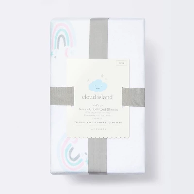 Fitted Jersey Crib Sheet Love To Dream - Rainbows/White - 2pk - Cloud Island™ 3 Fitted Jersey Crib Sheet Love To Dream - Rainbows/White - 2pk - Cloud Island™ - Image 3