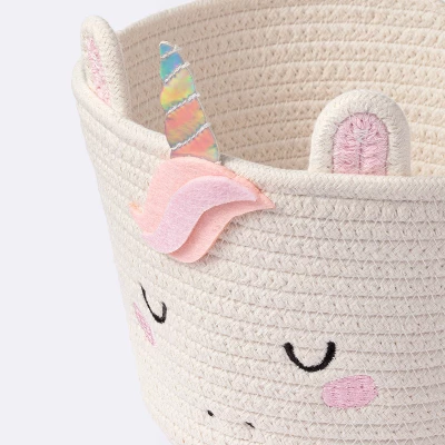 Coiled Rope Forest Animal Small Round Storage Basket - Unicorn - Cloud Island™ 2 Coiled Rope Forest Animal Small Round Storage Basket - Unicorn - Cloud Island™ - Image 2