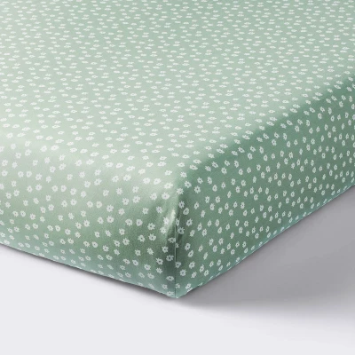 Cotton Fitted Crib Sheet - Daisies Green - Cloud Island™ 4 Cotton Fitted Crib Sheet - Daisies Green - Cloud Island™ - Image 4