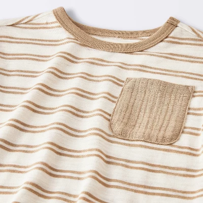 Baby Boys' 2pc Striped Pocket T-Shirt And Shorts Set - Cloud Island™ Tan 2 Baby Boys' 2pc Striped Pocket T-Shirt And Shorts Set - Cloud Island™ Tan - Image 2