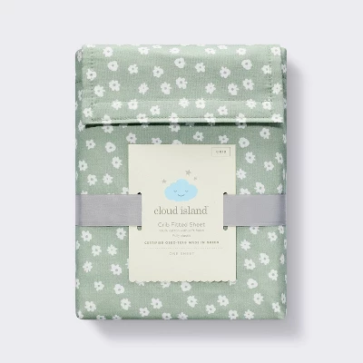 Cotton Fitted Crib Sheet - Daisies Green - Cloud Island™ 3 Cotton Fitted Crib Sheet - Daisies Green - Cloud Island™ - Image 3