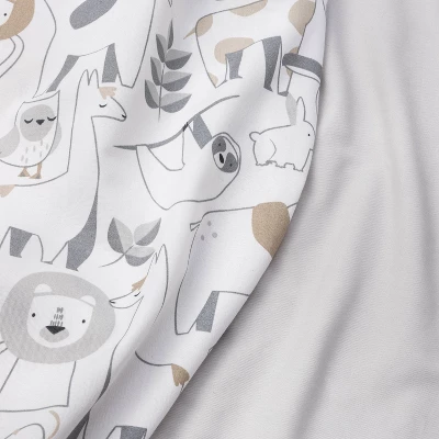 Crib Fitted Sheets Animals And Gray Solid - Cloud Island™ - 2pk 1 Crib Fitted Sheets Animals And Gray Solid - Cloud Island™ - 2pk