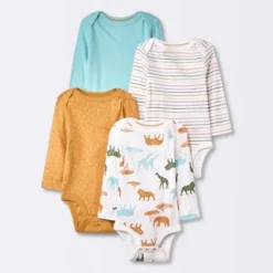 Baby 4pk Safari Animals Long Sleeve Bodysuit - Cloud Island™ -Little Kingdom Nursery GUEST c9e61651 f9b0 4189 96ab faa1c05ab83b