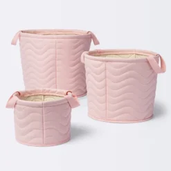 Quilted Fabric Medium Round Storage Basket - Light Pink - Cloud Island™ -Little Kingdom Nursery GUEST cb5fd99a 2920 4a17 9abc c683191d9305