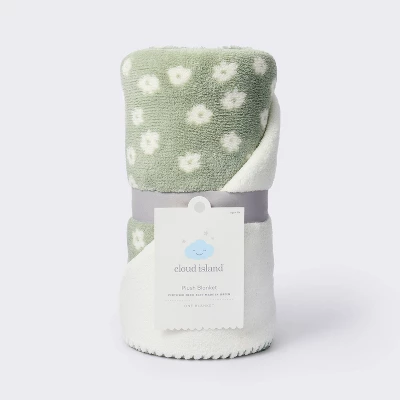 Plush Baby Blanket - Green Floral - Cloud Island™ 3 Plush Baby Blanket - Green Floral - Cloud Island™ - Image 3