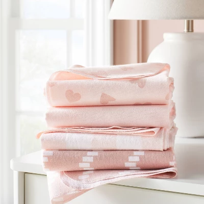 Flannel Baby Blanket - Pink Hearts And Chevron - Cloud Island™ 1 Flannel Baby Blanket - Pink Hearts And Chevron - Cloud Island™