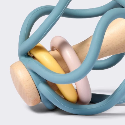 Silicone And Wood Ball Rattle Baby Toy - Cloud Island™ 2 Silicone And Wood Ball Rattle Baby Toy - Cloud Island™ - Image 2