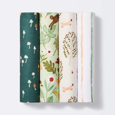 Flannel Baby Blanket Fauna - Green/White/Pink - 4pk - Cloud Island™ 3 Flannel Baby Blanket Fauna - Green/White/Pink - 4pk - Cloud Island™ - Image 3