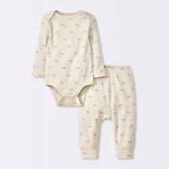Baby 2pc Weiner Dogs Wide Ribbed Top & Bottom Set - Cloud Island™ Khaki -Little Kingdom Nursery GUEST e54da578 907b 44c7 82ce ba08e0de41e3
