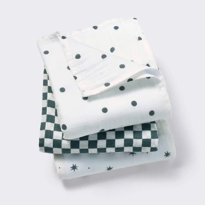 Muslin Swaddle Baby Blanket - Dots & Checks - 3pk - Cloud Island™ 4 Muslin Swaddle Baby Blanket - Dots & Checks - 3pk - Cloud Island™ - Image 4