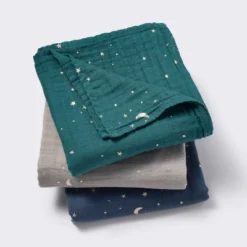 Muslin Swaddle Baby Blanket - Cool Metallic - 3pk - Cloud Island™ -Little Kingdom Nursery GUEST f33cae79 c56c 4376 a91c dc5e8fc49bd5