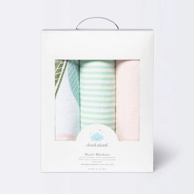 Muslin Swaddle Blankets Blooms - Cloud Island™ 3pk 2 Muslin Swaddle Blankets Blooms - Cloud Island™ 3pk - Image 2