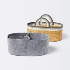 Braided Water Hyacinth Decorative Container With Coiled Rope Handles - Gray - Cloud Island™ 6 Braided Water Hyacinth Decorative Container With Coiled Rope Handles - Gray - Cloud Island™ -Little Kingdom Nursery GUEST fc794c5a a9d8 451f 886e 850875b4c360